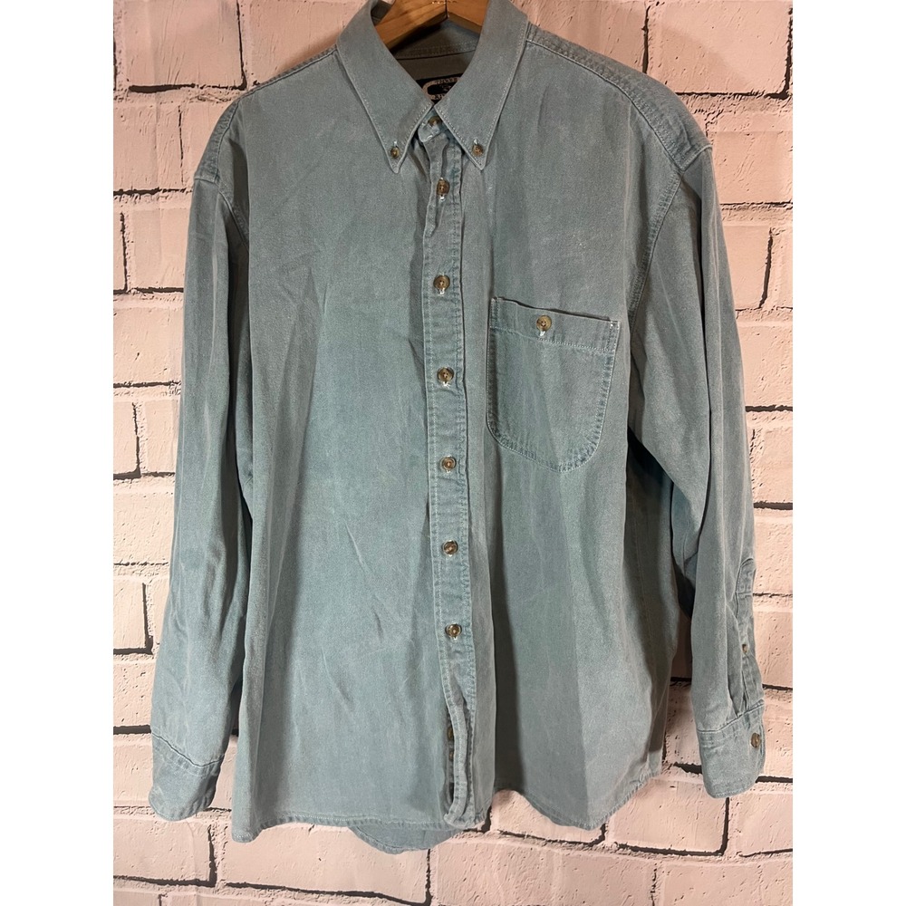 90s Three Rivers Mens L Cotton Twill Button Down Shirt Long Sleeve